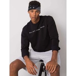 LIWALI Black men's cotton sweatshirt without a hood vyobraziť