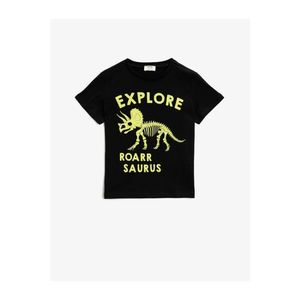 Koton Boy Black Printed Cotton Short Sleeve Crew Neck T-Shirt vyobraziť