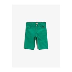 Koton Boy Green Embroidered Cotton Shorts vyobraziť