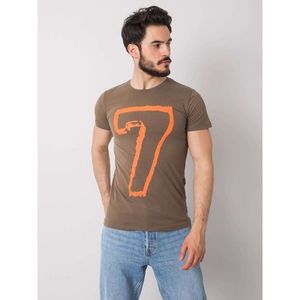 Khaki cotton men's t-shirt with a print vyobraziť