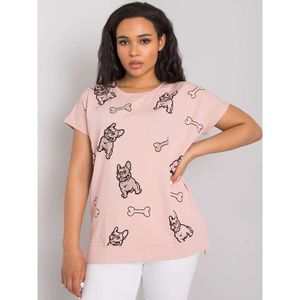 Dusty pink women's blouse with a print and an application vyobraziť