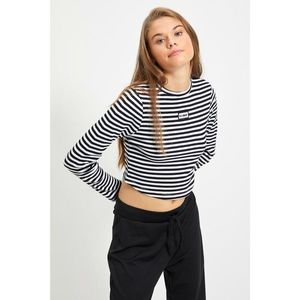 Trendyol Black Striped Crop Knitted Blouse vyobraziť