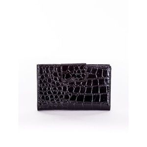 Women's black embossed wallet with a flap vyobraziť
