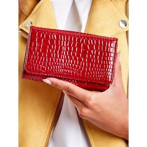 Embossed women's wallet made of eco-leather, dark red vyobraziť