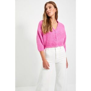 Trendyol Pink Beard Rope Crop Knitwear Cardigan vyobraziť