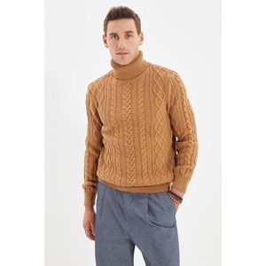 Trendyol Camel Men Slim Fit Turtleneck Hair Knit Knitwear Sweater vyobraziť