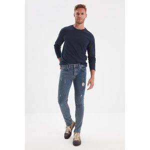 Trendyol Blue Men's Skinny Fit Destroyed Jeans vyobraziť
