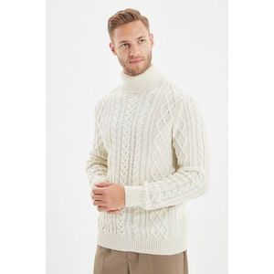 Trendyol Ecru Men's Slim Fit Turtleneck Hair Knitting Knitwear Sweater vyobraziť