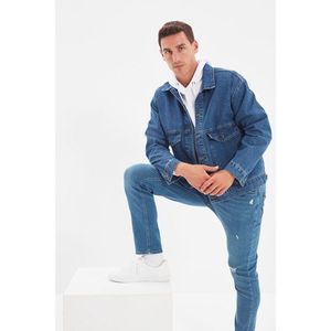 Trendyol Indigo Men's Oversize Pocket Denim Jacket vyobraziť