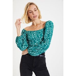 Trendyol Green Floral Square Neck Knitted Blouse vyobraziť