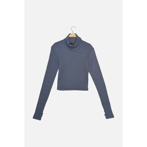 Trendyol Indigo Turtleneck Finger Detailed Ribbed Knitted Blouse vyobraziť