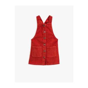 Koton Girl Red Velvet Buttoned Pocket Cotton Dress vyobraziť