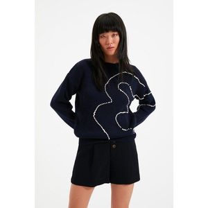 Trendyol Navy Blue Pearl Detailed Knitwear Sweater vyobraziť