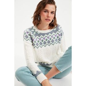 Trendyol Ecru Jacquard Crew Neck Knitwear Sweater vyobraziť