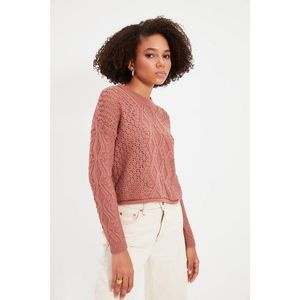 Trendyol Dried Rose Knitted Detailed Crop Knitwear Sweater vyobraziť