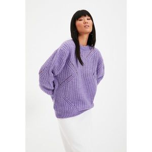 Trendyol Lilac Openwork Knitwear Sweater vyobraziť