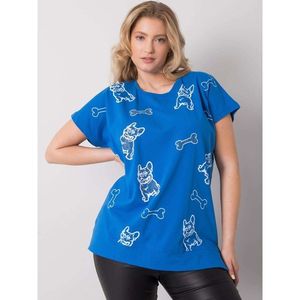Ladies' blue blouse with a print and an application vyobraziť