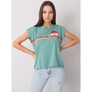 Dark mint cotton women's t-shirt with a print vyobraziť