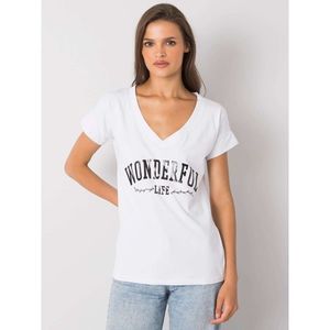 White women's t-shirt with the inscription vyobraziť