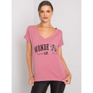 Dirty pink women's t-shirt with an inscription vyobraziť