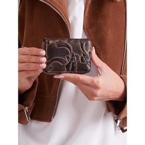Women's black and brown embossed leather wallet vyobraziť
