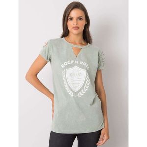 Khaki women's t-shirt with a print vyobraziť
