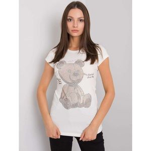 Ecru women's t-shirt with rhinestones vyobraziť