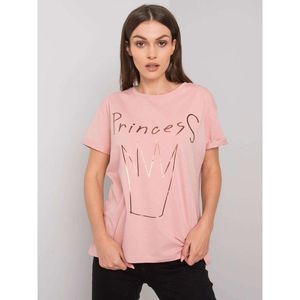 Dusty pink women's cotton t-shirt with a print vyobraziť