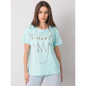 Mint women's cotton t-shirt with a print vyobraziť