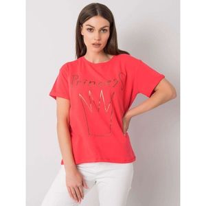 Women's coral cotton t-shirt with a print vyobraziť