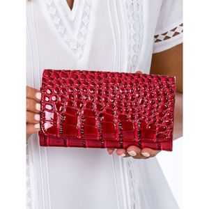 Women's red lacquered wallet with embossing vyobraziť