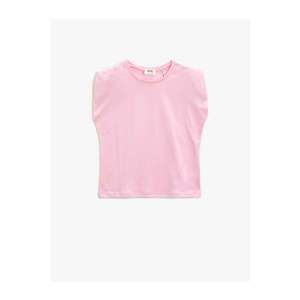 Koton Girl's Pink Crew Neck Cotton Basic T-Shirt vyobraziť