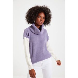 Trendyol Lilac Color Block Turtleneck Knitwear Sweater vyobraziť
