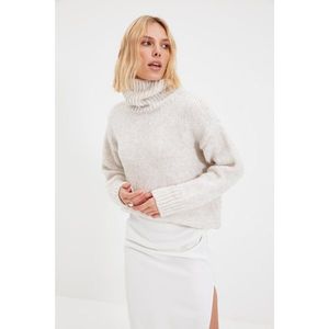 Trendyol Ecru Oversize Turtleneck Knitwear Sweater vyobraziť