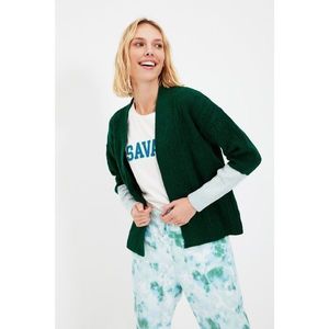 Trendyol Green Color Block Knitted Detailed Knitwear Cardigan vyobraziť