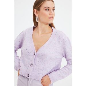 Trendyol Lilac Sequin Detailed Knitwear Cardigan vyobraziť
