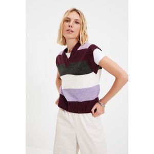 Trendyol Plum Color Block Knitwear Sweater vyobraziť