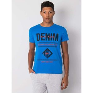Men's blue cotton t-shirt with a print vyobraziť