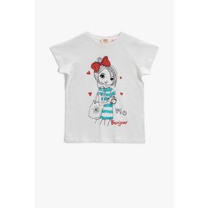Koton Girl's Off-White Printed T-Shirt vyobraziť