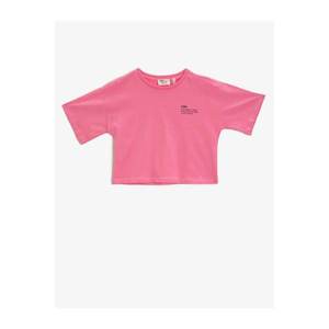 Koton Girl's Pink Printed Crew Neck Short Sleeve Cotton T-Shirt vyobraziť