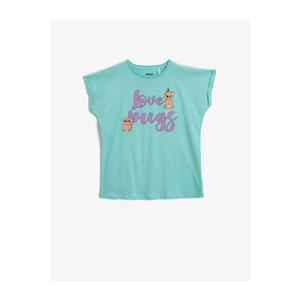 Koton Girl's Green Love Printed T-Shirt vyobraziť