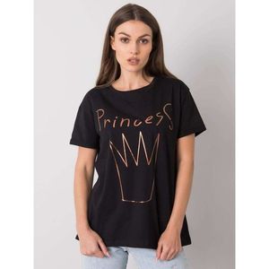 Black women's cotton t-shirt with a print vyobraziť
