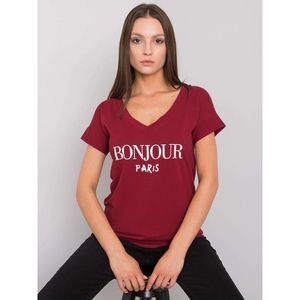 Women's maroon t-shirt with a print vyobraziť