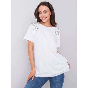 Women's white t-shirt with floral embroidery vyobraziť