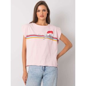 Light pink cotton t-shirt with a print vyobraziť