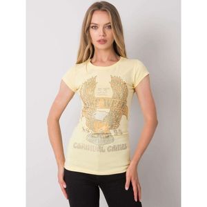 Light yellow women's t-shirt with an application vyobraziť