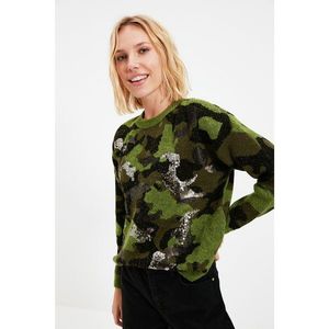 Trendyol Green Jacquard Sequined Knitwear Sweater vyobraziť