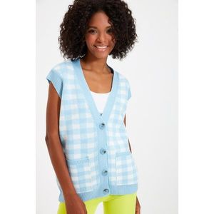 Trendyol Blue Button Detailed Jacquard Knitwear Cardigan vyobraziť