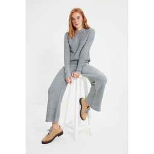 Trendyol Gray Knitted Detailed Sweater Pants Knitwear Bottom-Top Set vyobraziť