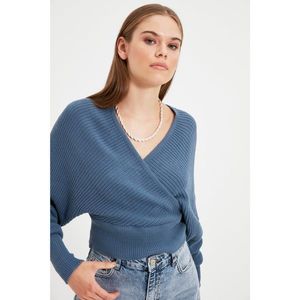 Trendyol Indigo Double Breasted Knitted Detailed Knitwear Sweater vyobraziť